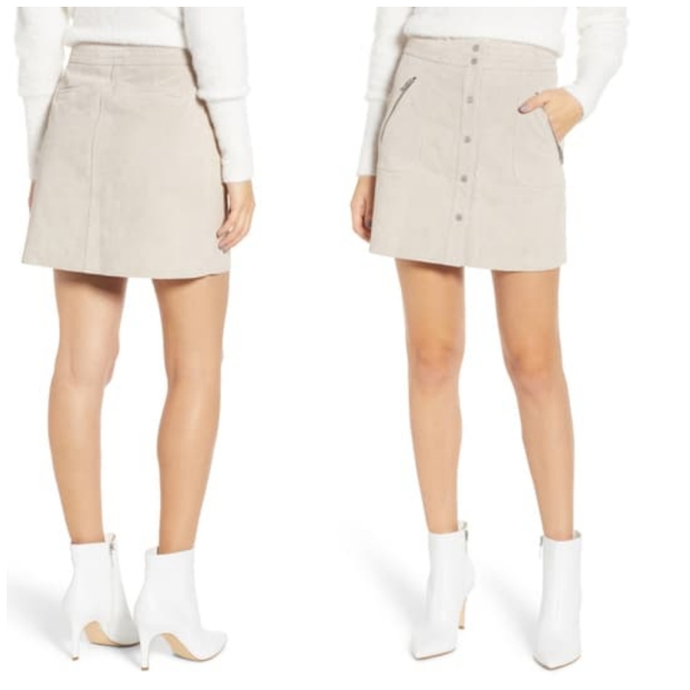 BLANKNYC SNAP FRONT SUEDE MINISKIRT